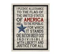 KCDFDVJFBM American Patriotic Wall-Art, I Pledge Allegiance to the Flag Print for Home, Office, Man Cave, and Bar Wall Decor(Unframed,12x18inch(30x45cm))