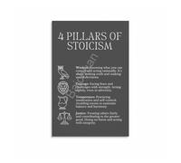 KCDFDVJFBM Ancient Wisdom for Modern Chaos: The 4 Stoic Virtues - Canvas Wall Decor for Calm, Clarity, and Courage in Your Space(Framed,12x18inch(30x45cm))