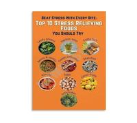 KCDFDVJFBM Beat Stress With Every Bite Healthy Eating Guide Canvas Wall-Art Poster for Mental Health Decor(Unframed,12x18inch(30x45cm))