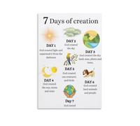 KCDFDVJFBM Biblical Creation Story Seven Days Guide Art God Created Light Sky Land Sun Moon Fish Birds For Nursery Decor(Unframed,12x18inch(30x45cm))
