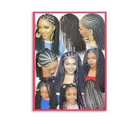 KCDFDVJFBM Braiding Techniques Poster - African Hair Styles Wall Chart for Salon, Studio Decor(Framed,08x12inch(20x30cm))