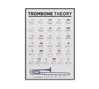 KCDFDVJFBM Brass Instrument Poster Trombone Fingering Chart Music Theory Wall-Art for Practice Room Home or School Canvas Print(Framed,16X24inch(40X60cm))