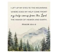 KCDFDVJFBM Cabin Decor Christian, Mountain Psalm Canvas Wall-Art, “I Lift My Eyes” Rustic Sign for Porch, Entryway, Mountain Home Office(Unframed,12x18inch(30x45cm))