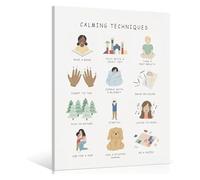 KCDFDVJFBM Calming Corner Poster Boho Emotions Chart Feelings Calming Techniques for Classroom Special Education(Unframed,16x24inch(40x60cm))
