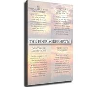 KCDFDVJFBM Canvas Wall-Art - Four Life Agreements Inspiration Poster - Motivational Decor for Office, Study, and Home Aesthetics(Framed,12x18inch(30x45cm))
