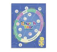 KCDFDVJFBM Catholic Liturgical Seasons Poster Wall Calendar with Color Coding Guide Canvas Wall-Art(Framed,16x24inch(40x60cm))
