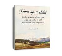 KCDFDVJFBM Christian Canvas Wall-Art Proverbs 22:6 Train Up A Child In The Way He Should Go Bible Verse Print for Home Decor Gift(Unframed,16x24inch(40x60cm))