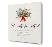 KCDFDVJFBM Christian Christmas Canvas Wall-Art Religious Scripture Isaiah 9 6 Bible Verse Floral Decor for Home(Unframed,12x18inch(30x45cm))