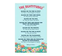 KCDFDVJFBM Christian Educational Poster, The Beatitudes Matthew 5:3-12 Bible Verse, Colorful Sunday School Wall-Art for Homeschool Classroom and 's Church Decor(Framed,08x12inch(20x30cm))