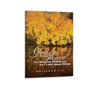 KCDFDVJFBM Christian Wall-Art Philemon 1 3, Grace Peace Blessing Canvas Print, Religious Decor for Farmhouse, Office, Welcome Home Gift Idea(Unframed,08x12inch(20x30cm))
