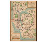 KCDFDVJFBM Classic York City Subway Map Poster - Vintage Transit System Art, Retro Wall Decor for Home, Office, Transportation Enthusiasts(Unframed,08x12inch(20x30cm))