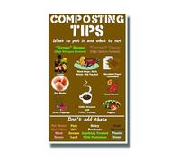 KCDFDVJFBM Composting for Healthy Soil Poster, Essential Tips for Gardening, Vintage Style Wall-Art for Garden Shed or Kitchen Decor(Unframed,12x18inch(30x45cm))