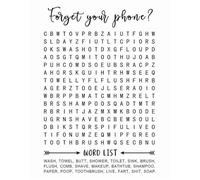 KCDFDVJFBM Conversation Starter Bathroom Poster - Word Search Puzzle “Forget Your Phone”, Quirky Wall Decor for Guest Bath, Waiting Room, Bar(Framed,16x24inch(40x60cm))