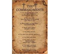 KCDFDVJFBM Cusde Ten Commandments Metal Tin Sign - Vintage Religious Wall-Art with Bible Verse, Inspirational Decor for Home, Church, or Office(Unframed,12x18inch(30x45cm))