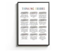 KCDFDVJFBM DBT Poster Cognitive Distortions Thinking Errors Mental Health Psychology Print for Counseling Room Office Decor(Unframed,12x18inch(30x45cm))