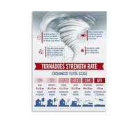 KCDFDVJFBM Disasters Tornado and Hurricane Infographic Chart Canvas Wall-Art for Classroom Home Office(Framed,12x18inch(30x45cm))