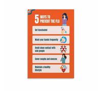 KCDFDVJFBM Educational Health Poster Flu Cold Season Tips Canvas Wall-Art Print for Clinic School Office Wellness Decor(Framed,08x12inch(20x30cm))
