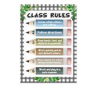 KCDFDVJFBM Elementary Classroom Rules Poster Boho Pencil Chart for Teachers Preschool Kindergarten Back to School Decor Supplies(Framed,16x24inch(40x60cm))