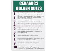 KCDFDVJFBM Essential Pottery Rules Poster Ceramics Golden Rules Knowledge Canvas Wall-Art for Workshop Decor(Unframed,16x24inch(40x60cm))