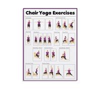 KCDFDVJFBM Gentle Chair Yoga Chart - Therapeutic Routines for Seniors, Back Pain & Stress Reduction Guide, Motivational Wall-Art for Home, Clinic(Framed,12x18inch(30x45cm))