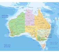 KCDFDVJFBM Geography Poster Map of Australia Political Map Wall-Art for Classroom Home Library Office Decor(Unframed,12x18inch(30x45cm))
