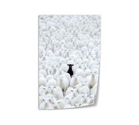 KCDFDVJFBM Graphic Sheep Wall Art - Black and White Contrast Minimalist Print on Canvas - Contemporary Home Decor for Living Room & Office(Framed,08x12inch(20x30cm))