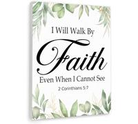 KCDFDVJFBM Gwisml I Will Walk By Faith 2 Corinthians 5:7, Inspirational Bible Verse Canvas Wall-Art, Christian Scripture Print for Home and Office Decor(Framed,08x12inch(20x30cm))