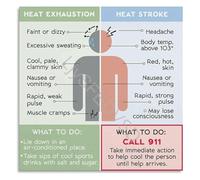 KCDFDVJFBM Heat Related Illness Comparison Poster Exhaustion Vs Stroke Infographic Canvas for Construction Site(Framed,08x12inch(20x30cm))