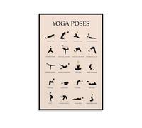 KCDFDVJFBM Home Gym Yoga : Beginner Friendly Workout Chart with Basic Poses for Daily Practice, Inspirational Fitness Wall-Art Decor(Framed,12x18inch(30x45cm))