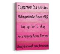 KCDFDVJFBM Home Office Motivational Wall Art, Tomorrow Is a New Day in Hot Pink, Positive Quote Canvas Print for Work from Space & Bedroom(Unframed,08x12inch(20x30cm))