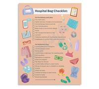 KCDFDVJFBM Hospital Bag Essentials Checklist Poster Labor Delivery Preparation for Moms Shower Gift Idea Wall-Art(Framed,12x18inch(30x45cm))