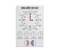 KCDFDVJFBM How to Tell Time Poster Telling Time Chart Canvas Wall-Art for Room or Classroom(Framed,08x12inch(20x30cm))