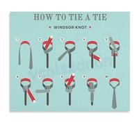 KCDFDVJFBM How To Tie A Tie Guide Poster Canvas Wall-Art Mens Professional Tutorial Necktie Knots for Wedding Groomsmen Decor(Framed,08x12inch(20x30cm))