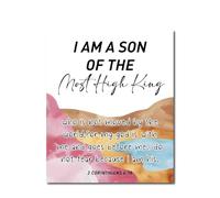 KCDFDVJFBM I Am A Son Of The Most High King 2 Corinthians 6:18 Wall Hanging,Bible Verse For Nursery Christian Room Classroom Bedroom Sunday School Home Wall Decor Poster(16x24inch(40x60cm)