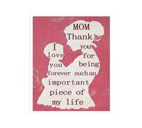 KCDFDVJFBM I Love You Mom Wall-Art, Mother's Day with Floral Design on Background, Canvas Print for Bedroom(Framed,08x12inch(20x30cm))