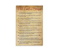 KCDFDVJFBM Inspirational Recovery Wall-Art: 12 Step Alcoholics Anonymous Vintage Print for Home Decor(Unframed,16x24inch(40x60cm))
