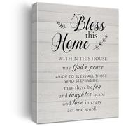 KCDFDVJFBM Inspirational Wall-Art Bless This Home, Religious Quote Canvas Painting, Rustic Tabletop and Wall Decor for Living Room, Housewarming Gift Idea(Unframed,12x18inch(30x45cm))
