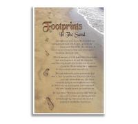 KCDFDVJFBM Jesus Carries Me Wall-Art, Footprints in the Sand Poem Canvas Print, Encouraging Christian Decor for Office Desk Bedroom Living Room(Unframed,16x24inch(40x60cm))