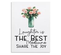 KCDFDVJFBM Laughter Is The Best Medicine Humor Poster Motivational Wall-Art Print Inspirational Quote for Home Office Living Room Clinic Decor(Framed,16x24inch(40x60cm))