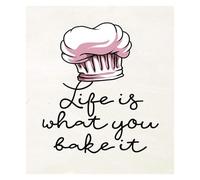 KCDFDVJFBM Life Is What You Bake It - Baking Theme Wall-Art Print on Offwhite Background, Gift for Bakers, Pastry Chefs, Culinary Students(Unframed,12x18inch(30x45cm))