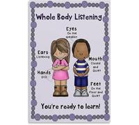 KCDFDVJFBM Listener Skills Educational Poster Canvas Wall-Art for Classroom Decor Bedroom Nursery Social Learning(Unframed,16x24inch(40x60cm))