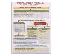 KCDFDVJFBM Maternal Cardiac Arrest Emergency Management Poster Protocol for Labor Delivery and ER Training(Framed,12x18inch(30x45cm))