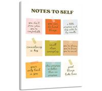 KCDFDVJFBM Mindset Canvas Wall-Art - Notes To Self Motivational Quotes for Mental Health Support, Inspirational Decor for Teen Room & Office Space(Framed,08x12inch(20x30cm))
