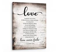KCDFDVJFBM Modern Christian Wall-Art - Minimalist 1 Corinthians 13:4-8 Print, Love Is Scripture in Neutral Colors, Faith-Based Home Decor for Bathroom, Office, Entryway(Framed,16x24inch(40x60cm))