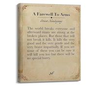 KCDFDVJFBM Modern Farmhouse Wall-Art Hemingway The World Breaks Everyone Canvas Print Inspirational Quote for Living Room Kitchen Bathroom Home Decor Gift(Unframed,16x24inch(40x60cm))