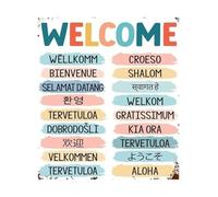 KCDFDVJFBM Modern Multi-language Welcome - Printable Diversity Wall-Art for Office Decor, Inclusive Sign for Classroom & Home Office(Unframed,12x18inch(30x45cm))