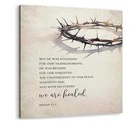 KCDFDVJFBM Modern Scripture Wall-Art of Thorns By His Wounds We Are Healed Canvas Print for Home Decor(Unframed,08x12inch(20x30cm))