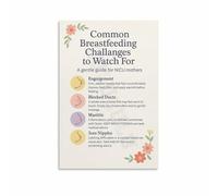 KCDFDVJFBM Mother's Guide Canvas Print, Breastfeeding Information & Common Issues Poster, Wall-Art for Nursery Decor, Postpartum Support Room(Framed,12x18inch(30x45cm))