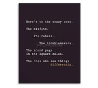 KCDFDVJFBM Motivational Canvas Painting Heres To The Crazy Ones Wall-Art Poster for Living Room Bedroom Decor(Unframed,12x18inch(30x45cm))