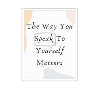 KCDFDVJFBM Motivational Mental Health Canvas Print Self Talk Matters Inspirational Wall-Art For Home Office Bedroom Dorm Decor(Framed,08x12inch(20x30cm))